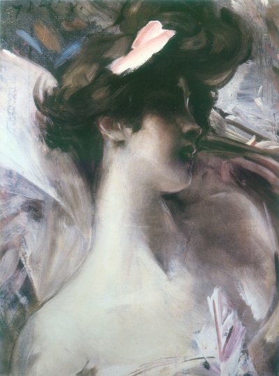 Head of a Young Man on a Pink Background by Giovanni Boldini
